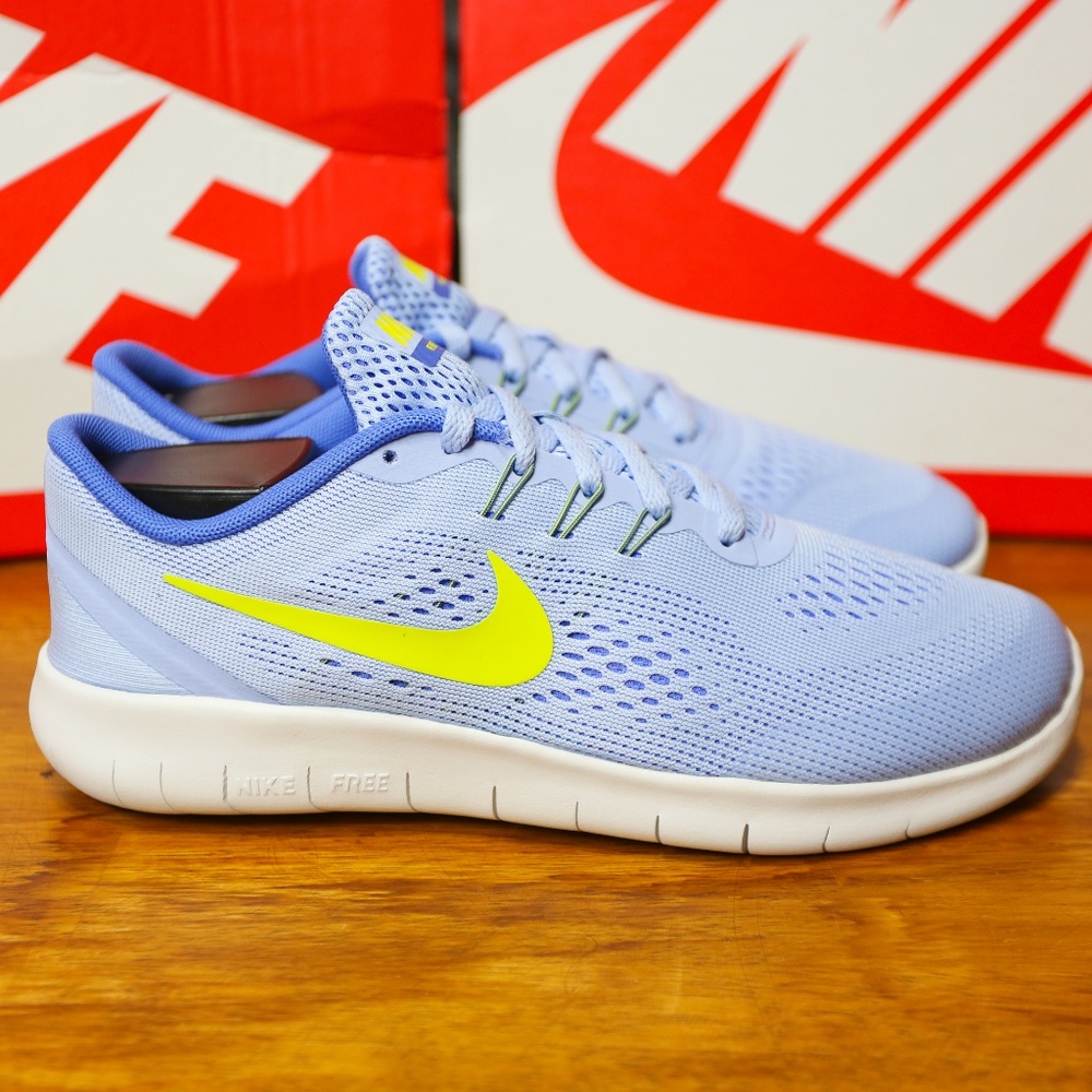 Nike Free RN GS Girls Medium Blue 833993-403 Lime - Picture 2 of 7